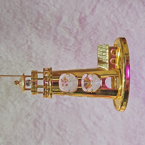 KG&C Gold Plated Lighthouse w/ Swarovski Crystals Ornament 3.5 - Picture 3 of 8